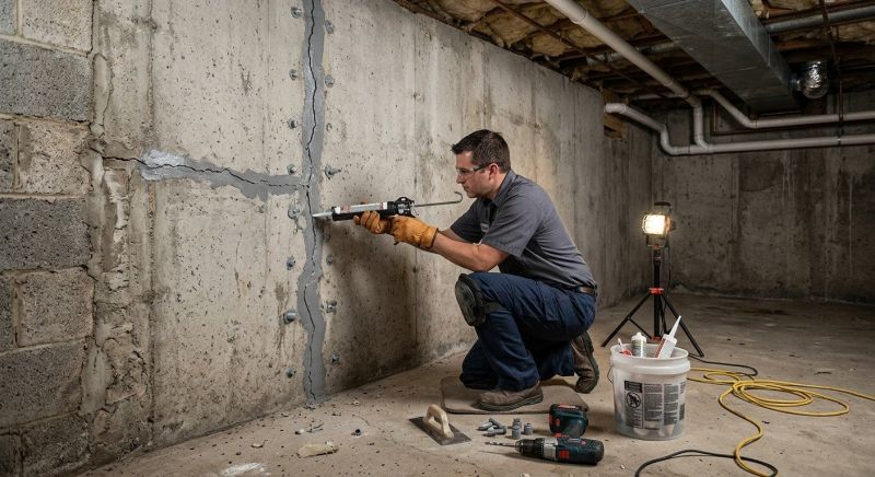 Basement Crack Repair in Brockton, MA