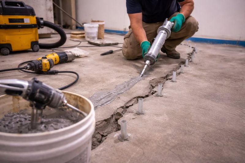 Cracked Basement Floor Repair in Brockton, MA