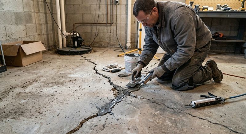 Cracked Basement Floor Repair in Brockton, MA