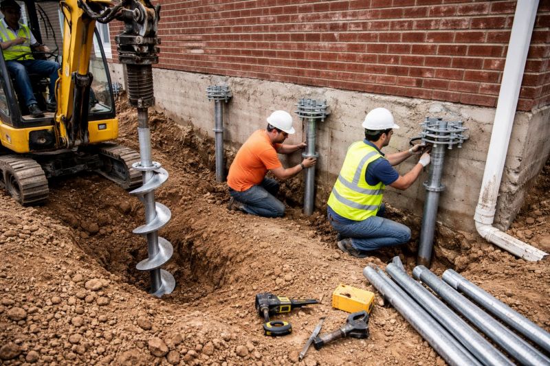 Helical Piers Installation in Brockton, MA