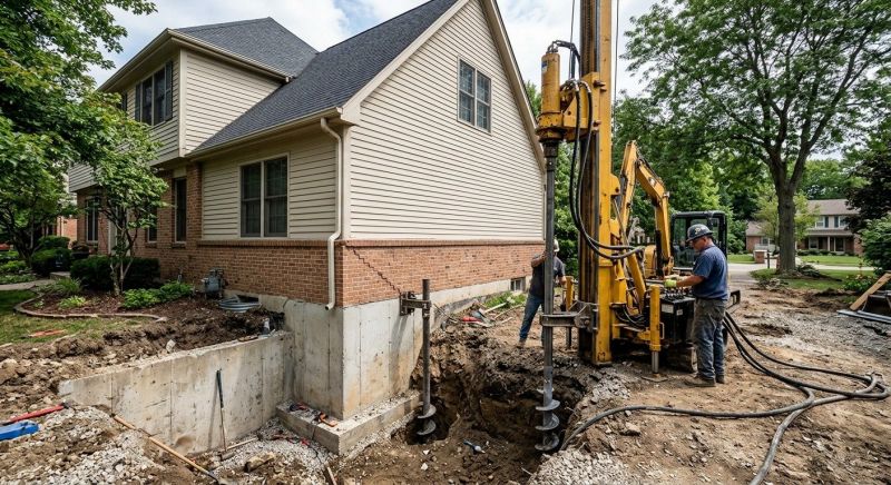 Helical Piers Installation in Brockton, MA