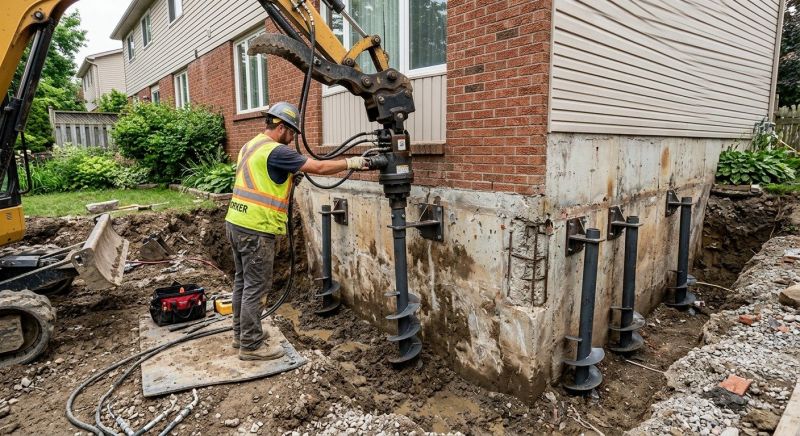 Helical Pile Installation in Brockton, MA